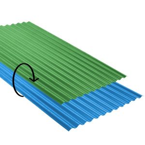 Ondulee laquee Ep. 0,50 Bleu ciel / Vert jaune